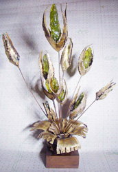 Bijan Designer Sculpture Brass Art Metal
                          Flower Display