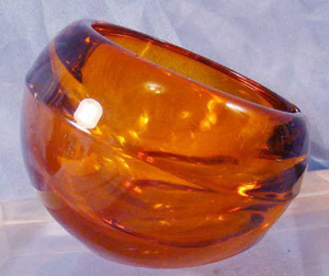 Viking Art Glass, mad men, orb, sphere,
                          orange/red ashtray