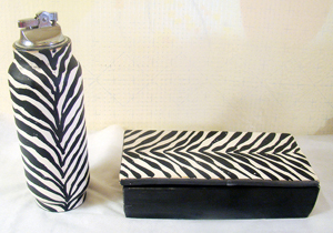 Italian Zebra Mod Table Lighter &
                          Cigarette Box